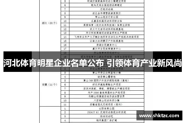 河北体育明星企业名单公布 引领体育产业新风尚