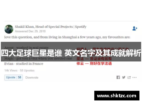四大足球巨星是谁 英文名字及其成就解析